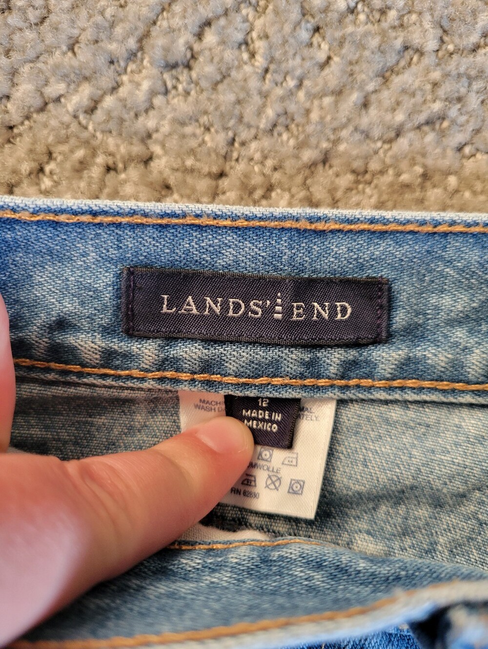 Lands' End Light Wash 100% Cotton Straight Leg Jeans Rigid Denim Womens 12 - Picture 12 of 14